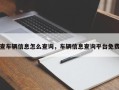 查车辆信息怎么查询，车辆信息查询平台免费