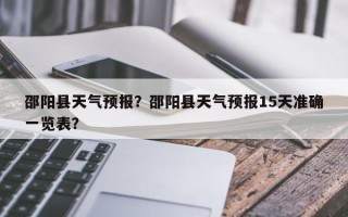邵阳县天气预报？邵阳县天气预报15天准确一览表？