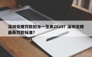 深圳交规罚款扣分一览表2025？深圳交规最新罚款标准？