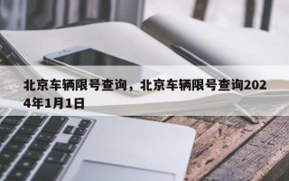 北京车辆限号查询，北京车辆限号查询2024年1月1日
