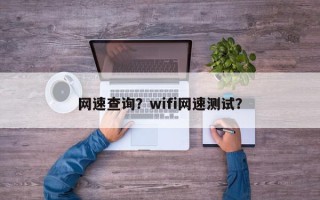 网速查询？wifi网速测试？