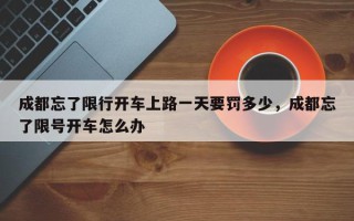 成都忘了限行开车上路一天要罚多少，成都忘了限号开车怎么办