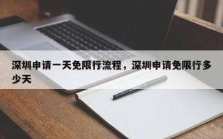 深圳申请一天免限行流程，深圳申请免限行多少天