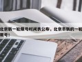 北京新一轮限号时间表公布，北京市新的一轮限号！